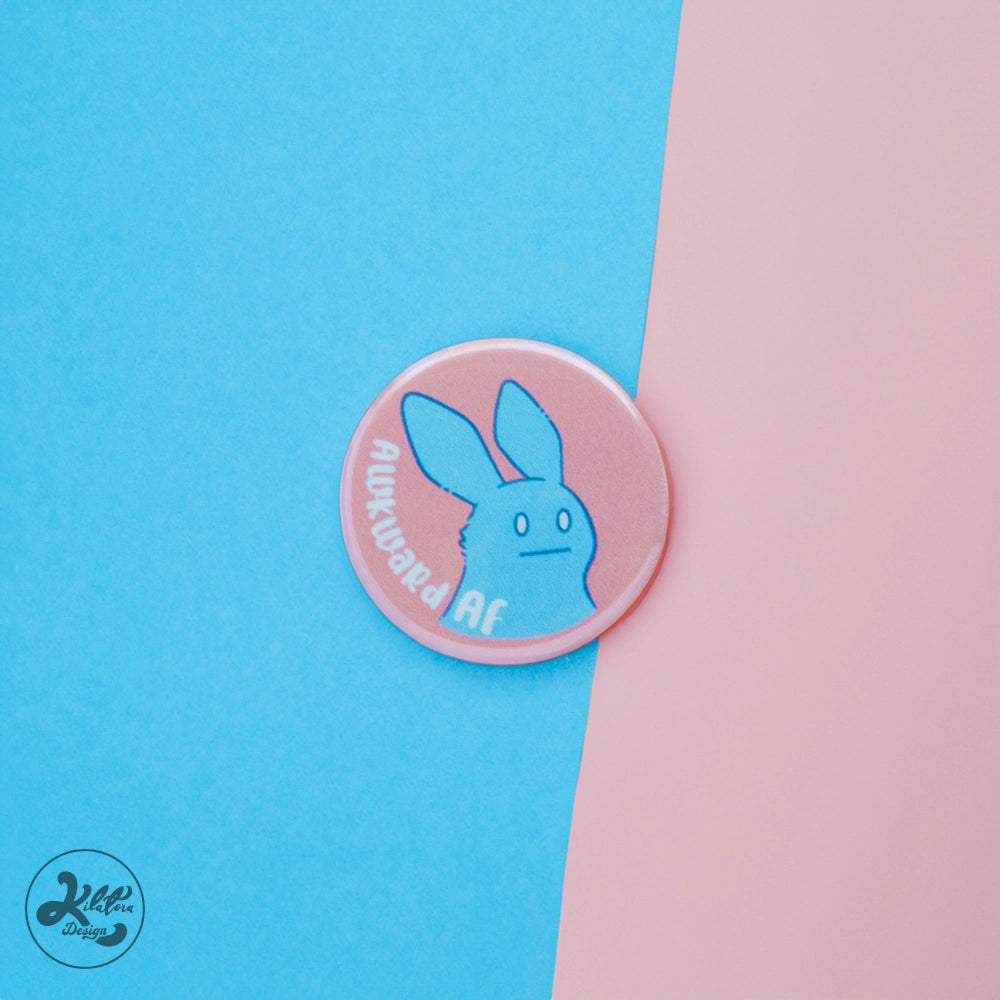 Awkward-AF-38mm-Button-Pin/Magnet-Bunny-kilatora-design.