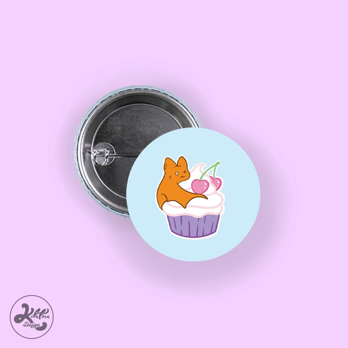 Batsy Dessert fabric 38mm Button Pin