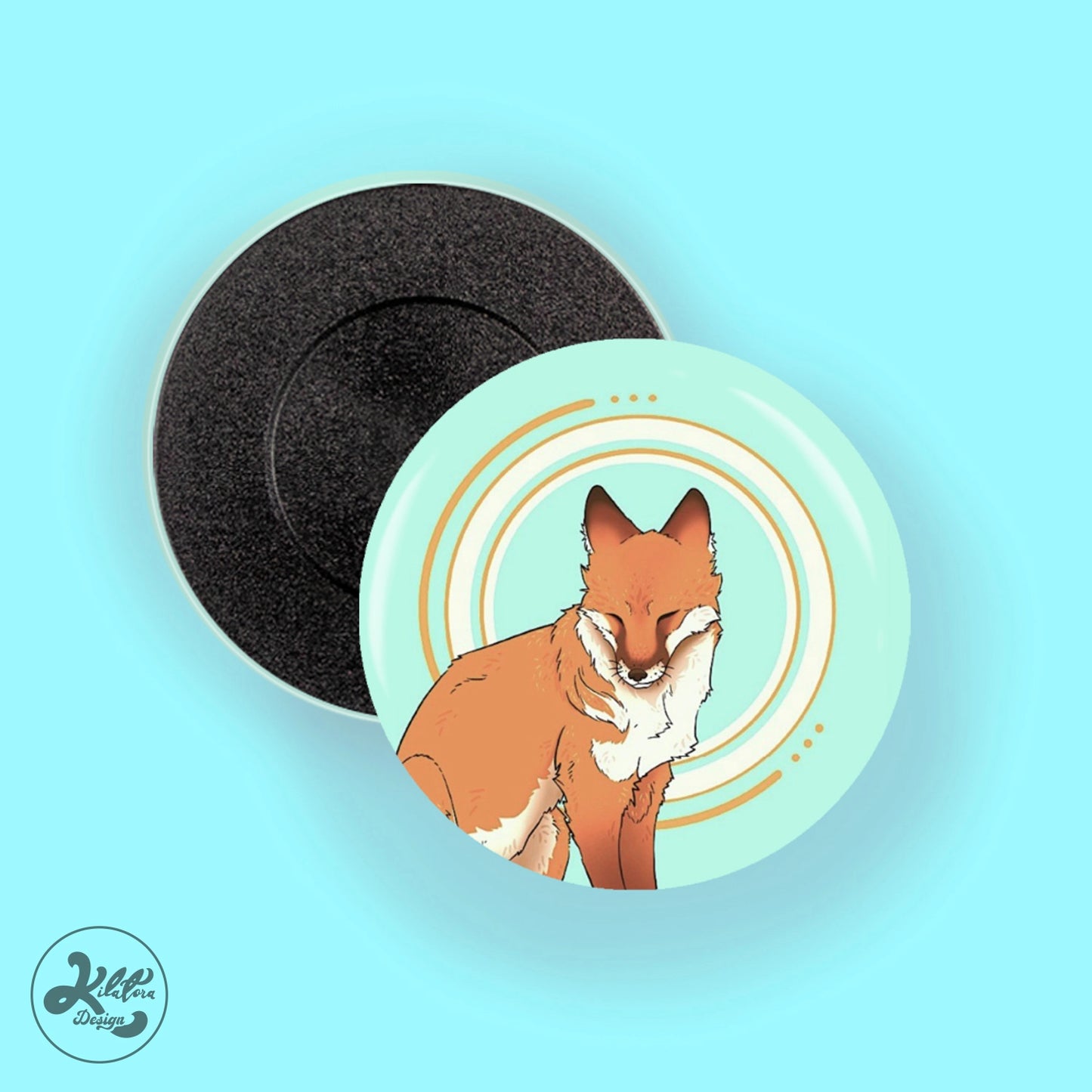 Happy Fox - 59mm Button Pin/Magnet