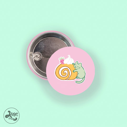 Kitty Dessert fabric 38mm Button Pin
